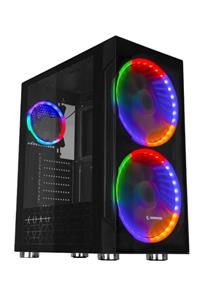 Rampage Space 3 X 14cm Double Ring Rainbow Fanlı Tempered Camlı Gaming Oyuncu Bilgisayar Kasası