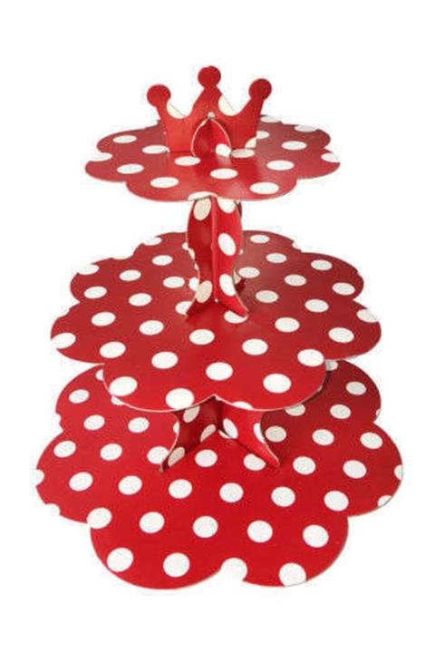 Parti Dünyası Kırmızı Beyaz Puanlı Cupcake Standı