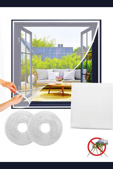 FERHOME Sineklik Kesilebilir Pencere Sinekliği Cırt Bantlı Yapışkanlı Hazır Kapı Pencere Bantları