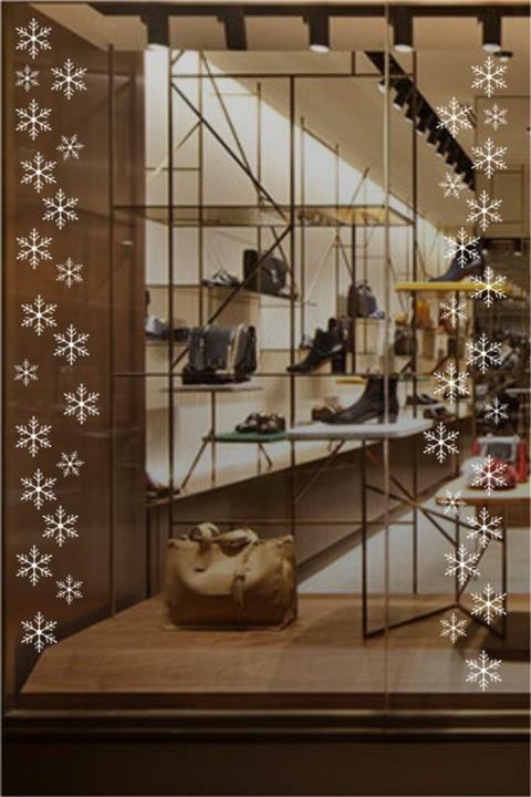 Teknik Reklam 40 Adet Kar Tanesi Cam Sticker Yeni Yıl Yılbaşı Sticker Yılbaşı Dekoru Beyaz