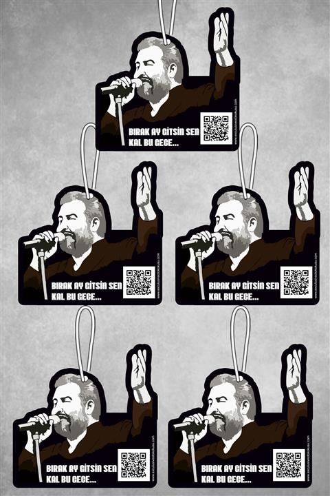 Exculusive Oto Kokusu Ahmet Kaya Fransız Parfümü Esanslı Baskılı Ipli Dekoratif Asma Ayna Oto Kokusu 5'li Paket