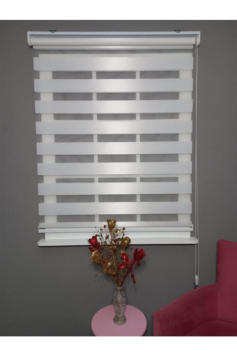 Taç Beyaz Bambu Zebra Stor Perde