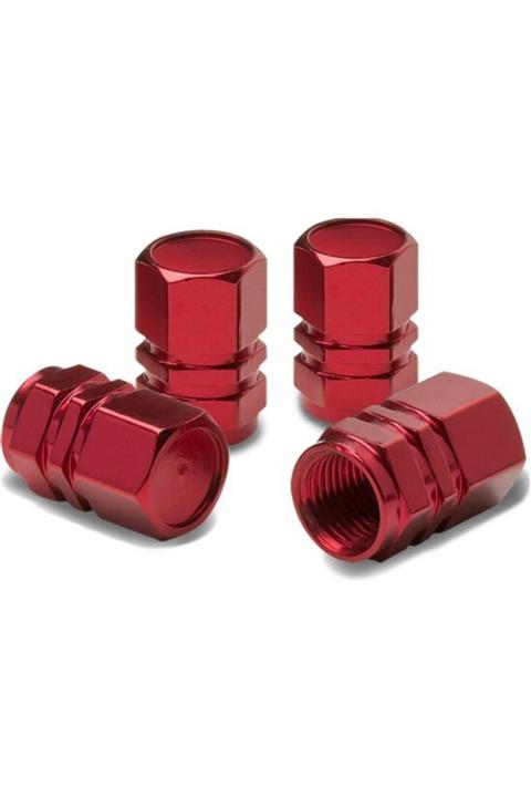 Özdemir Aksesuar Alüminyum Altıgen Sibop Kapağı 4 Lü Kırmızı