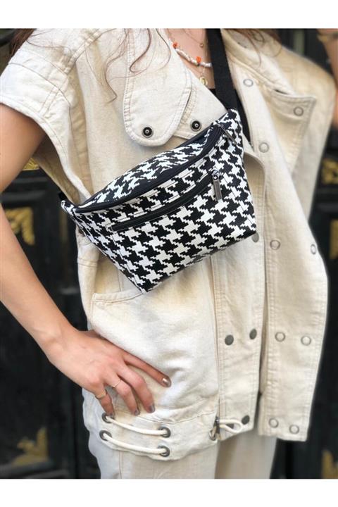 Aryen Girişim Siyah Beyaz Bel Çantası