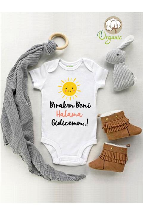 Limon Bırakın Beni Halama Gidicem Organik Kısa Kol Çıtçıtlı Bebek Body