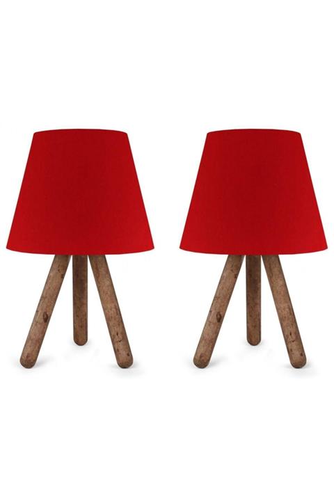 Supply Home Ahşap Ayaklı Kırmızı Pvc Başlık 2' Li Avize