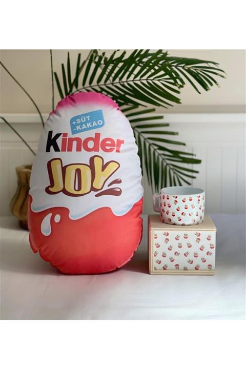 Gift Moda Süpriz Yumurta Tasarımlı Peluş Yastık Ve Kutulu Kupa