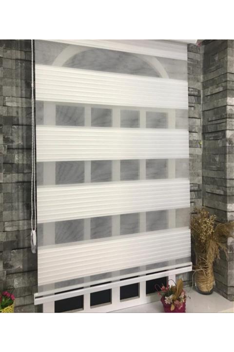 StorBurada Pliseli Stor Zebra Perde Ekru Etek Dilimli Stb481