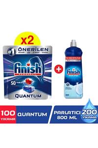 Finish Quantum 100 (50x2) Tablet Bulaşık Makinesi Deterjanı + Finish Parlatıcı 800 Ml