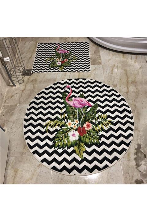 mehrahome Flamingo Yuvarlak 2li Banyo Paspas Takımı