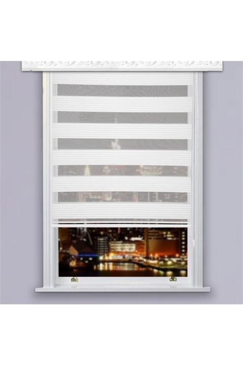 Brillant Pliseli Zebra Perde 1267-111 Beyaz Mz480b