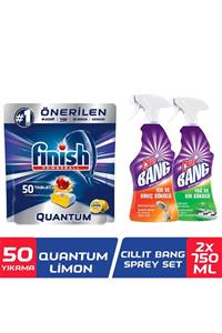 Finish Quantum 50 Tablet Bulaşık Makinesi Deterjanı Limon +Cillit Bang Set