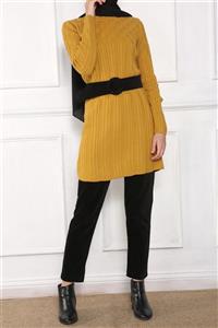 Ekrumoda Hardal Triko Tunik