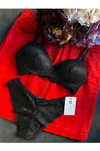 VALENS&SPİRİT Summer Siyah Dantelli Bralet Takım