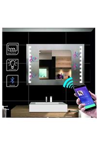 GLOBAL LED MIRROR 80x100 Cm Bluetoothlu Dokunmatik Tuşlu Buğulanmayan Ledli Ayna Banyo Aynası