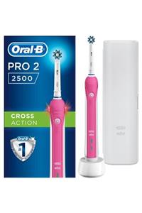 OralB Pro 2500 Şarj Edilebilir Diş Fırçası Cross Action Pembe + Seyahat Kabı