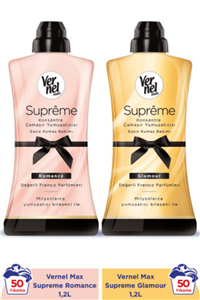 Vernel Max Konsantre Çamaşır Yumuşatıcısı 2 x 1200ml (100 Yıkama) Supreme Romance + Glamour