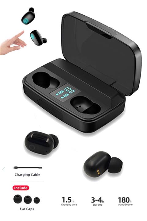 Favors Xiaomi Redmi Note 10 Pro Uyumlu A10s Göstergeli Mikrofonlu Kablosuz Siyah Bluetooth Kulaklık