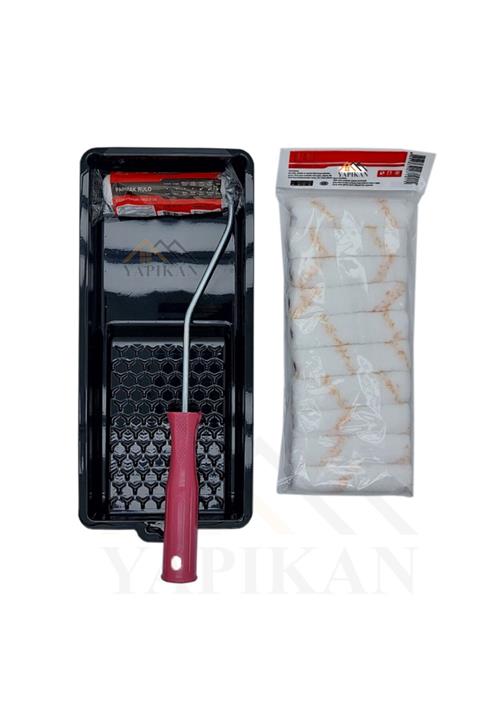 Yapıkan Parmak Kalorifer Rulosu 10 Cm + 10 Adet Rulo Yedek Ağız + Kullan At Boyacı Kabı