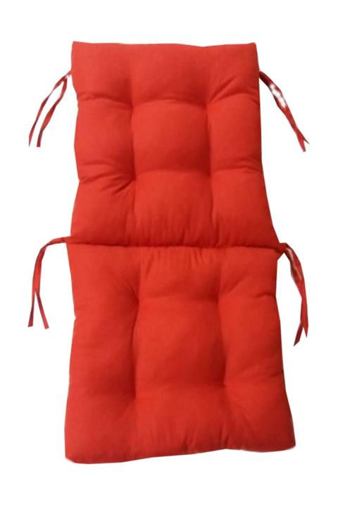 Fitsdekor Düz Kırmızı Arkalıklı Sandalye Minderi Bahçe Koltuk Minderi 45x90 Cm