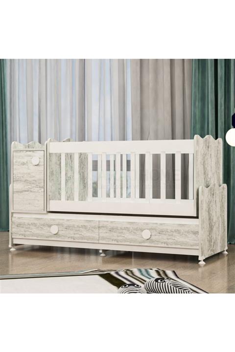 Garaj Home Pırlanta Mdfli Büyüyen 60x120 Beşik - Antik Beyaz