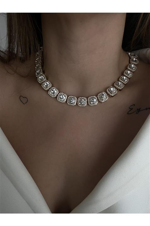 vi store vi jewelry Çelik Baget Taş Choker