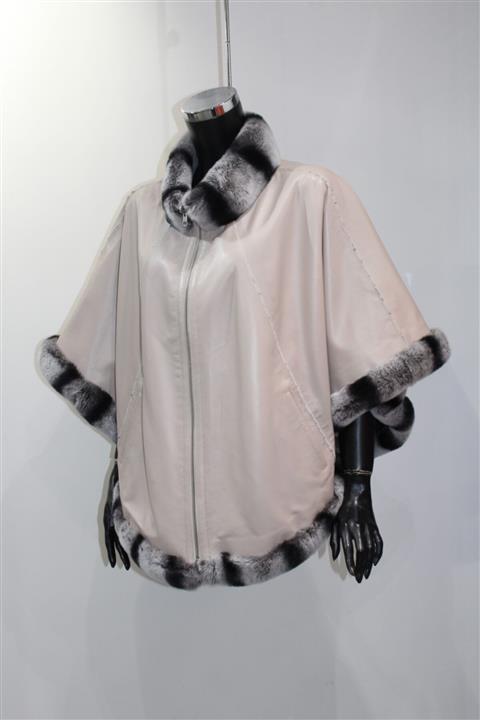 Metins Leather Kadın Çift Taraflı Deri Panço