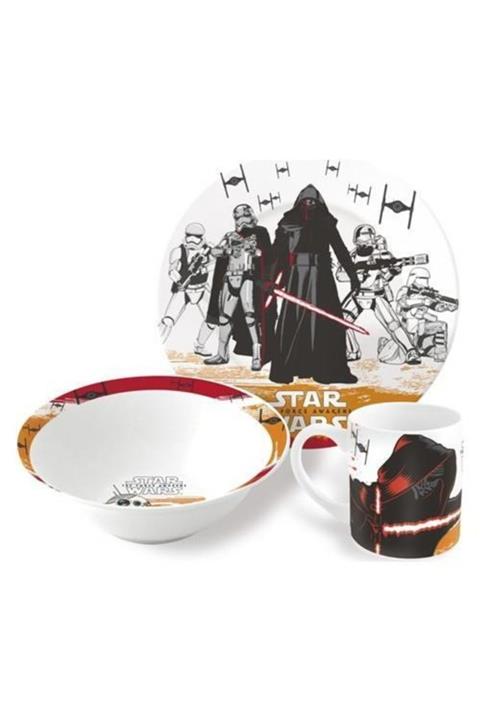 sinerjistore 3'lü Minie Star Wars Baskılı Çocuk Yemek Seti