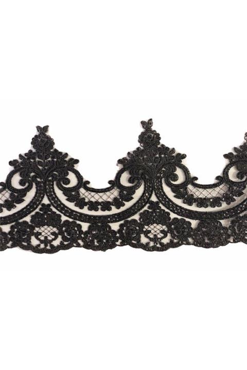 Gözde Siyah Fransız Güpür Dantel