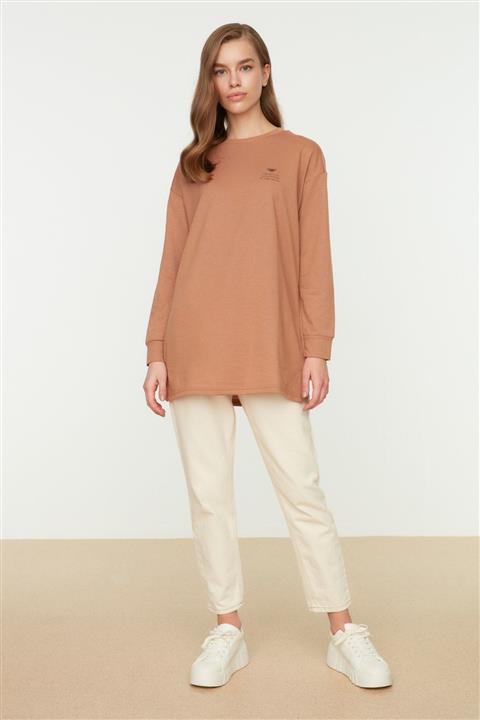 Trendyol Modest Vizon Baskılı Örme  Tunik TCTAW22UK0048