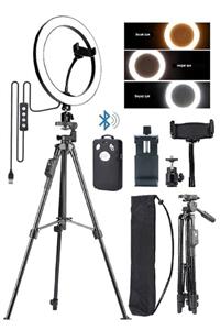 Brandshoppingtr 14 Inç Bluetooth Kumandalı Youtuber Tiktok Led Işıklı Tripod Selfie Işığı Ring Light 160cm