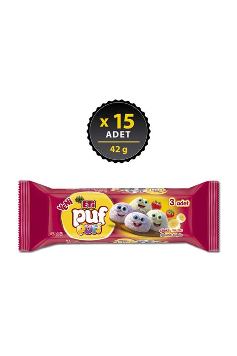 Eti Puf Pufi Çilekli & Muzlu 42 g x 15 Adet