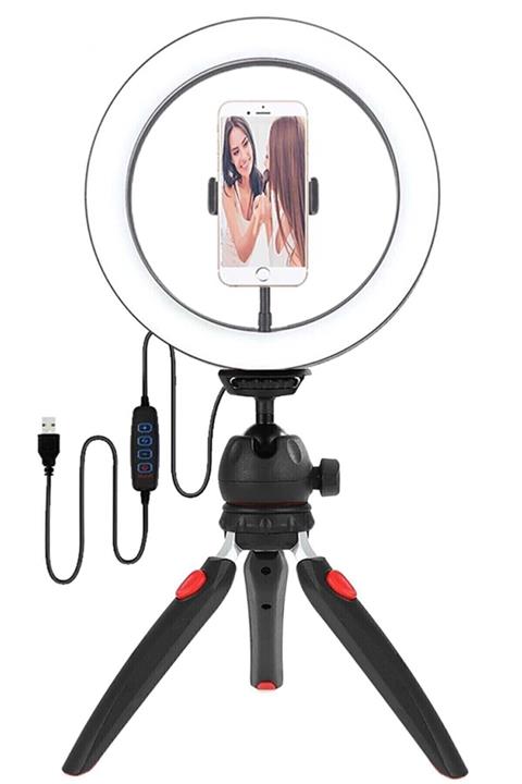 Brawi Masa Üstü Işık Ring Light 10 Inç Led Mini Masa Tripodlu Video Stüdyo Makyaj Işığı