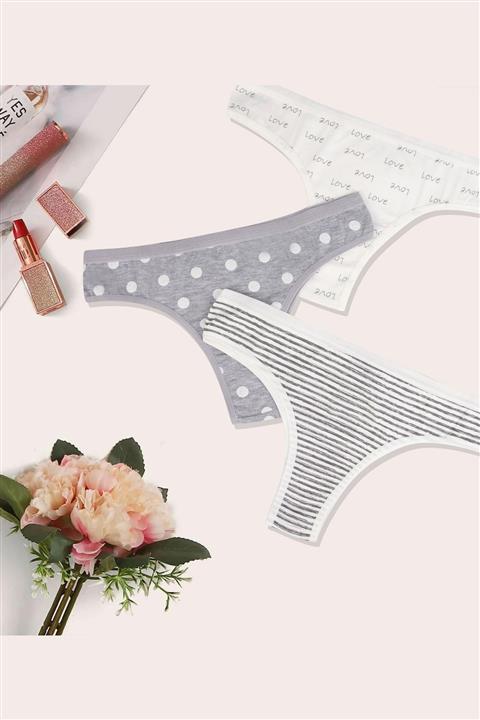 Dominant Antibakteriyel Pamuk Kumaş Kadın Brazilian Tanga 3lü Set