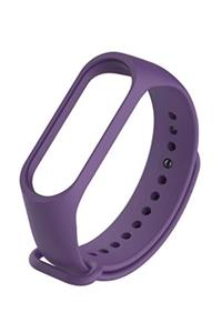Telefon Aksesuarları Pufwin  Mi Band 3 4 Uyumlu Silikon Kordon Mor