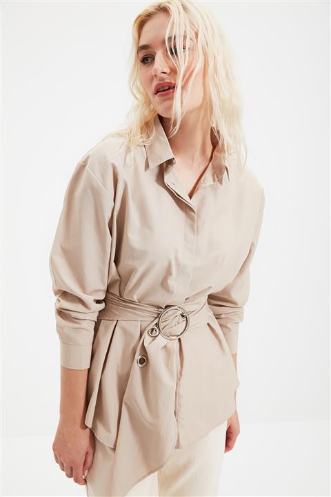 TRENDYOLMİLLA Taş Kemerli Toka Detaylı Gömlek TWOAW20GO0099