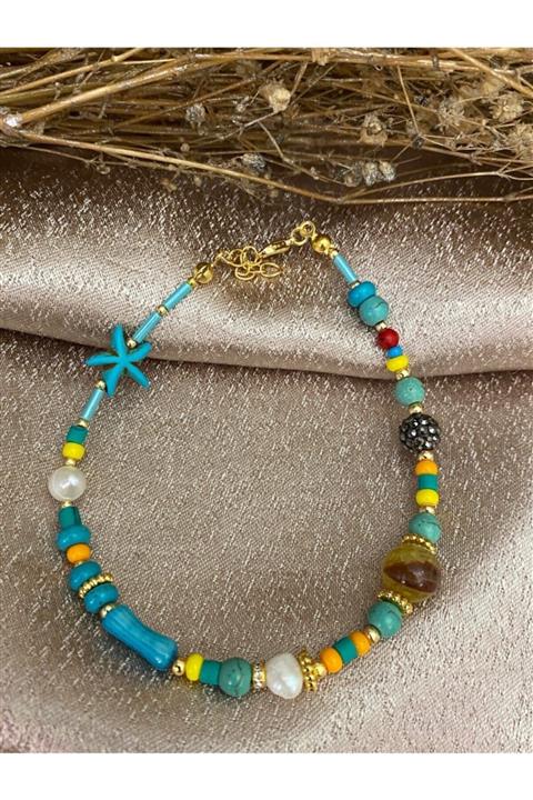 Markiz Takı Çok Renkli Doğal Taş Halhal