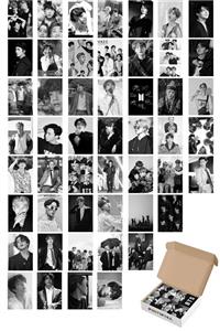 Postifull Bts Duvar Poster Seti - Kolaj Set - 50 Adet - Siyah Beyaz - 10cm*15cm - Parlak Kuşe Kağıt