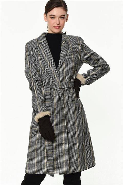 Dewberry Z6629 Bayan Palto-sarı-siyah