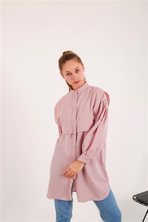 ELBİCA Önü Düğmeli Gömlek 1014 Pudra