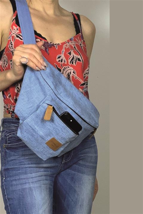POWBAG Unisex Mavi Denim Bel Çantası Büyük Boy Cloakbag