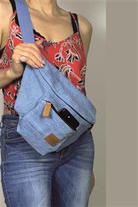 POWBAG Unisex Mavi Denim Bel Çantası Büyük Boy Cloakbag