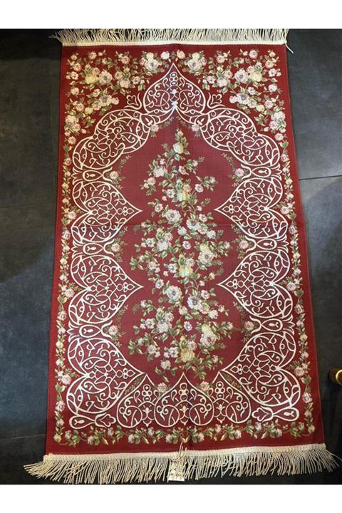 Dantel Evi Kiremit Simli Çiçekli Çeyizlik Goblen Seccade