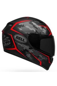 Bell Qualifier Stealth Camo Kapalı Kask (mat Siyah-kırmızı)