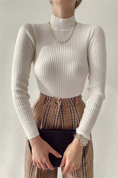 Zechka Ekru Fitilli Balıkçı Yaka Body zck0367