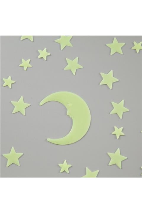 epazzar Fosforlu Yıldız Ay Gece Parlayan Oda Duvar Tavan Süsü 101 Parça