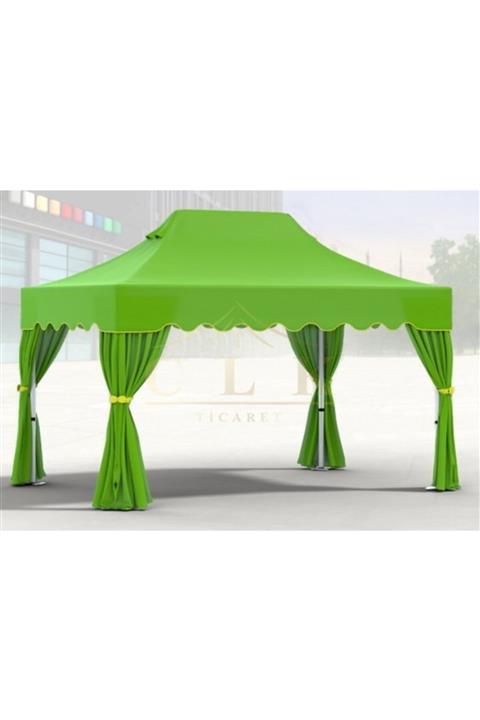 CLK Garden Clk 3x4,5 Mt 30 Mm Garden Katlanabilir Tente Bahçe Çadır Açık Yeşil Çardak Bungalow Serisi