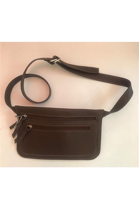 Pinkylola Design Paper Model Acı Kahverengi Hakiki Deri Bel , Göğüs Çantası