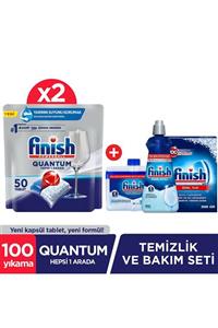 Finish Quantum 100 Tablet Bulaşık Makinesi Deterjanı (50x2) + Temizlik Ve Bakım Seti