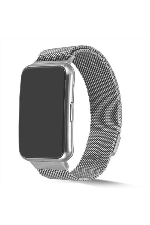 Huawei Watch Fit Kordon Akıllı Bileklik Kordonu Metal Örgü Hasır Krd-01 Kayış Bileklik